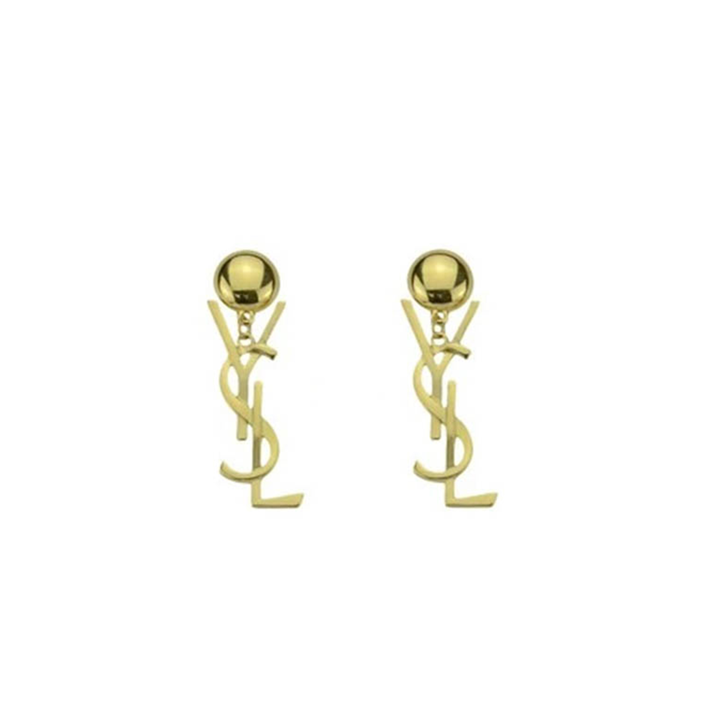 Y51 logo drop earrings gold tone